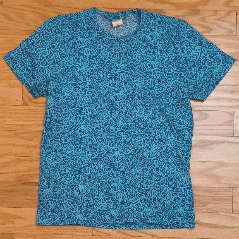 Hollister Teal Geometric Patterned Short Sleeve Tee, Used